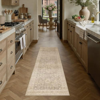 HUGEAR Beige Runner Rugs 2x6 Hallway Washable Rug Carpet - color: Retro Beige, size: 2' x 6' (Runner)