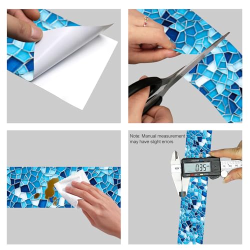 HOMETITUTE Peel and Stick Wallpaper Border 4x196in Blue Geometry Pattern - color: blue texture