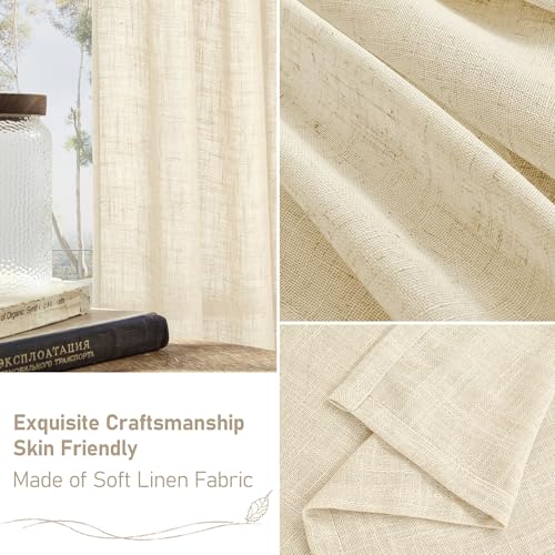 LAMIT Short Linen Window Curtains 30 Inches Long 2 Panels, 34 x 30 Inch - color: Beige, size: 34"W x 30"L (Pack of 2)