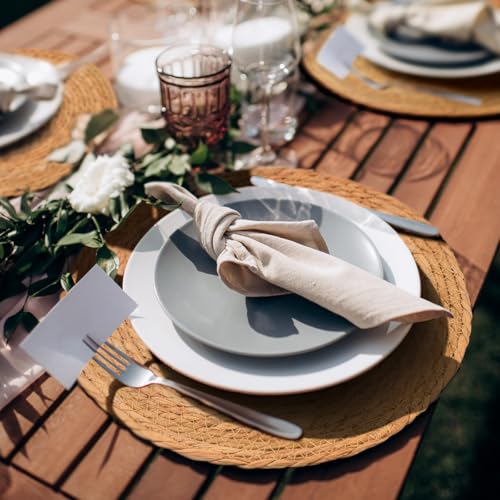 BAVIFY 13" Round Woven Placemats Set of 8, Plate Chargers for Dining Table - size: 13 Inch Set of 8