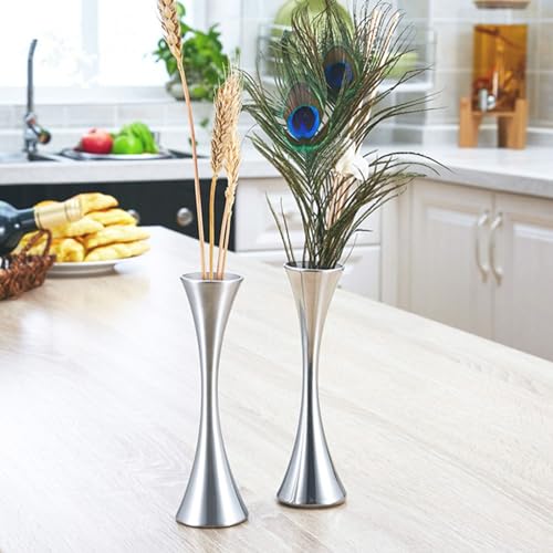 Stainless Steel Vase, Elegant Modern Round Mouth European Style Metal Flower Holder, with Unique Personality for Living Room Dining Table Decor