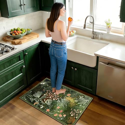 Yinhua Washable Rugs 2x3, Dark Green Botanical Area Rugs for Entryway - size: 2' x 3' (Rectangular)