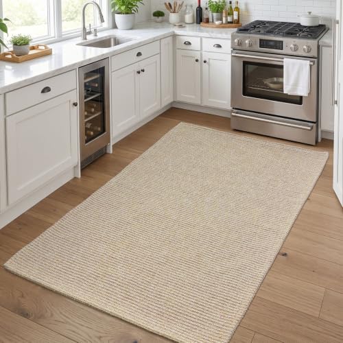 EARTHALL Washable Entryway Rug, Non Slip Area Rug, 3x5 Ft, Sand/Beige - color: Sand/Beige, size: 3' x 5' (Rectangular)