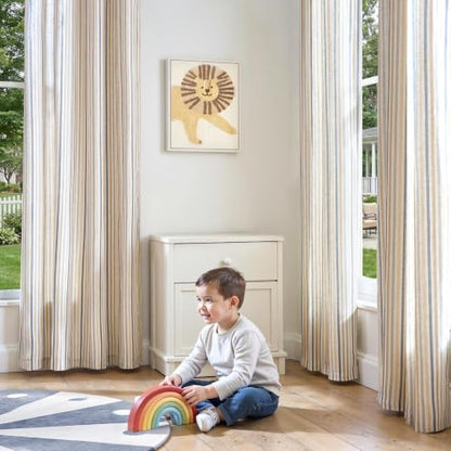 jinchan Linen Curtains 63 inch Blue Stripe for Kids Room Grommet 2 Panels - color: Multi Blue on Linen, size: 50"W x 63"L (Pack of 2)