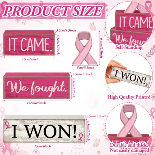 Lineshading 4 Pcs Breast Cancer Awareness Decor Pink Ribbon Table Decor - style: Breast Cancer