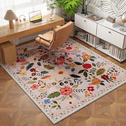 Rugcomf Area Rug 4x6 Washable, Beige - color: Beige, size: 4' x 6' (Rectangular)