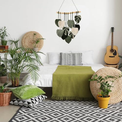 Boho Wall Decor - Large Macrame Wall Hanging - color: Sage Green, Olive Green, Dark Green, White