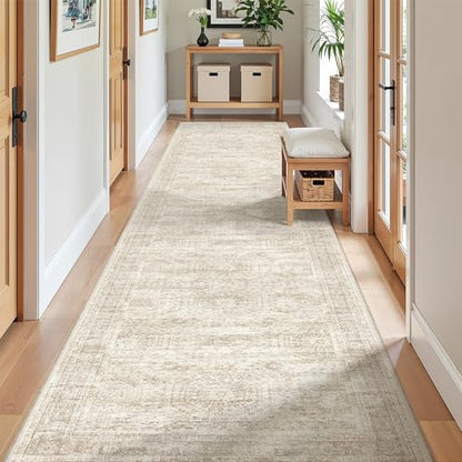 2'6 x 12' Runner Rug Non Slip,Washable Kitchen Rugs,Beige - color: Beige/Ivory, size: 2'6" x 12' (Runner)