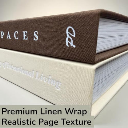 Linen Faux Decorative Books Hidden Storage Set of 2 for Coffee Table Shelf