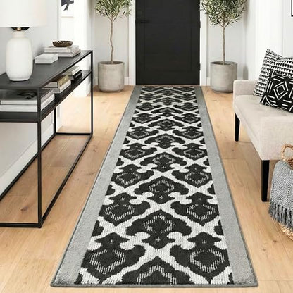 REMNAZ Custom Size Non-Slip Rubber Backed Hallway & Stair Runner | Washable, Robot & Pet Friendly | Curl Resistant, Shed-Free, Anti-Fray Edges | 31 inch Wide X 6 feet Long, Royal Grey - color: ‎royal / Grey, size: 31 inch Width X 6 Feet Length