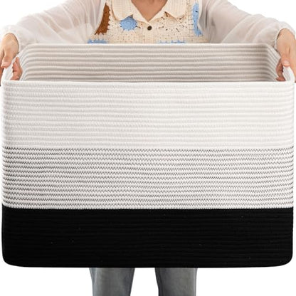 OIAHOMY Blanket Basket Laundry Basket Dog Toy Basket 108L Gradient Black - color: Gradient Black, size: 25”x16”x16”