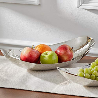 Elegance 17-Inch Hammered Oval Centerpiece Bowl, Large - size: 17" x 9"