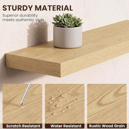 Dreamland 20Inch Floating Shelves 6.7" Deep Wall Mounted Set of 2 Oak - color: Oak, size: 6.7"D x 20"L
