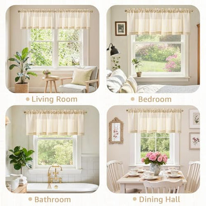 jinchan Linen Boxter Stripe Valances for Window 50 x 16 inch,Yellow,1 Panel - color: Boxter Stripe | Mustard Yellow on Linen, size: 50"W x 16"L (Pack of 1)