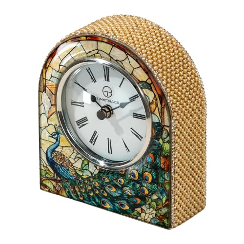 Mini Arched Stained Glass Table Clock - color: Vintage