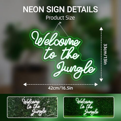 Welcome to the Jungle Neon Sign Wedding Led Sign Jungle Neon Light - color: Colorful-A-jungle green