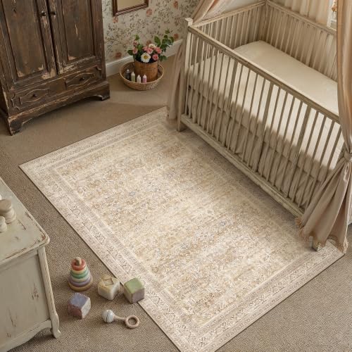 3x5 Beige Neutral Retro Area Rug - color: Retro | Beige, size: 3' x 5' (Rectangular)