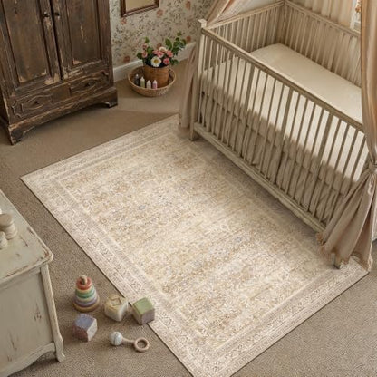 4x6 Beige Neutral Retro Area Rug - color: Retro | Beige, size: 4' x 6' (Rectangular)