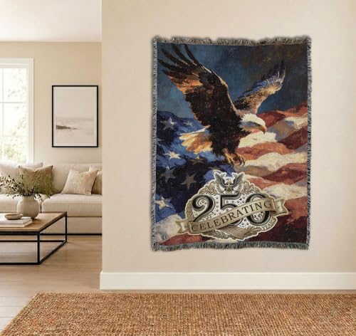 Pure Country Weavers Eagle 250 Blanket - Gift America 250th Anniversary Tapestry Throw Woven from Cotton - Made in The USA (72x54) - color: Eagle 250, size: 72x54