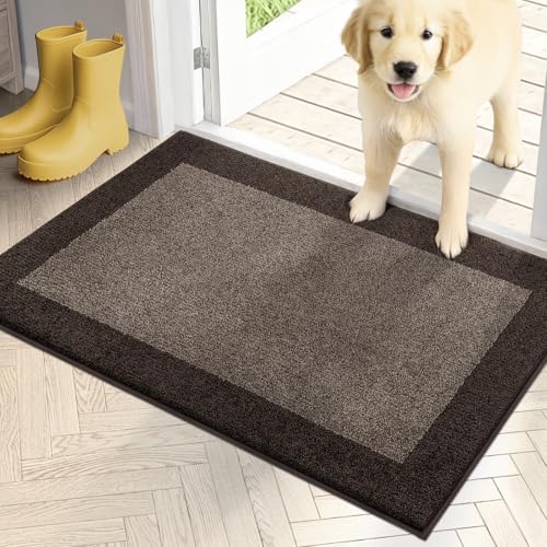 PURRUGS Dirt Trapping Indoor Door Mat, 20" x 32", Grayish Brown & Coffee - color: Grayish Brown & Coffee, size: 20" X 32"