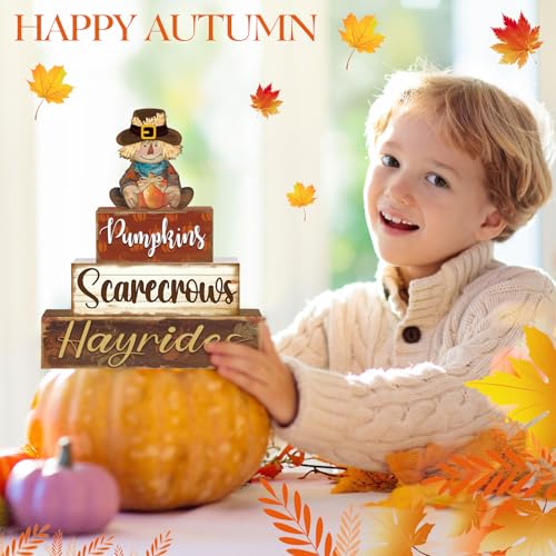 4 Pcs Fall Decor for Home Thanksgiving Scarecrow Table Centerpiece - style: Scarecrow