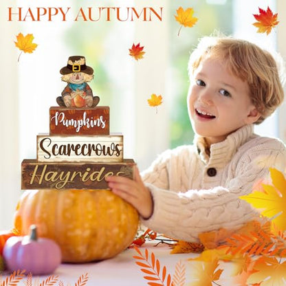 4 Pcs Fall Decor for Home Thanksgiving Scarecrow Table Centerpiece - style: Scarecrow