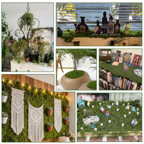 Fake Moss Table Runner for Decor, 12" x 71" Soft Fluffy Faux Moss Mat, Artificia Dark Green Moss Roll Fake Grass for Crafts, Fairy Garden, Enchanted Forest, Wedding, Party, DIY Table Centerpieces - size: 12" x 71"