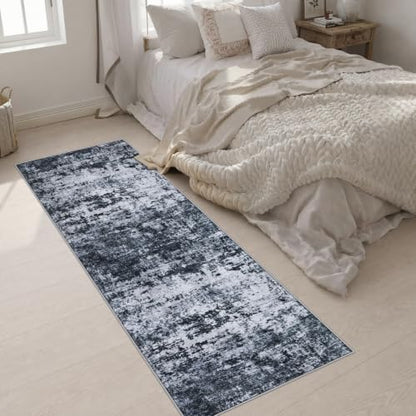 2.6x8 Washable Runner Rug：Modern Abstract Kitchen Carpet Black - color: Black, size: 2'6" x 8' (Rectangular)