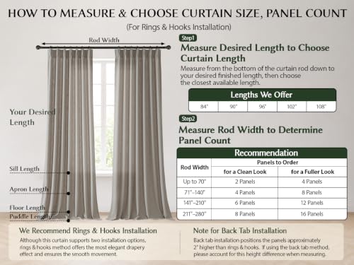 Semi Sheer Pinch Pleated Linen Curtains for Living Room 102 Inches, Taupe - color: Taupe, size: 40"W x 102"L (Pack of 2)