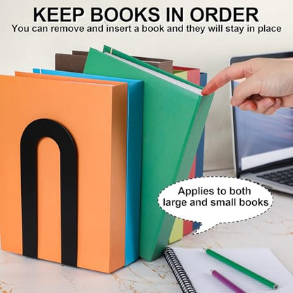 Chunful 6 Pcs Black Metal BookEnds Shelves, 7.5 x 5.75 x 3.5 in - color: Black, size: 7.5*5.75*3.5inch