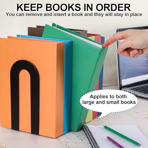 Chunful 6 Pcs Black Metal BookEnds Shelves, 7.5 x 5.75 x 3.5 in - color: Black, size: 7.5*5.75*3.5inch