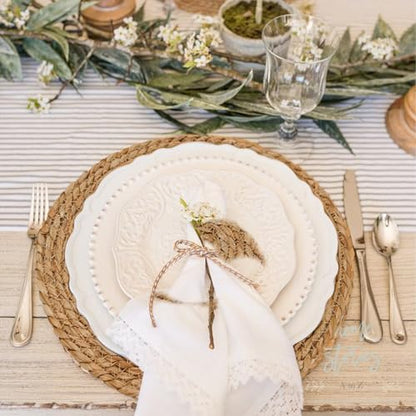 Round Woven Placemats Set of 8, 13.7 Inch Boho Farmhouse Rattan Placemats Rustic Braided Wicker Table Place Mats Chargers for Dinner Plates - size: 13.7 Inch Set of 8