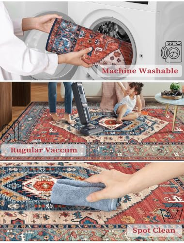 SERISSA 2'6"x12' Washable Non Slip Boho Runner Rug for Hallway，Rust - color: Rust/Multi, size: 2'6" x 12' (Runner)