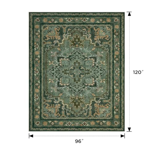 Joydeco Vintage Large Living Room Rug, Dark Green 8x10 Area Rug for Bedroom - color: Green&beige&dark Gray, size: 8' x 10' (Rectangular)