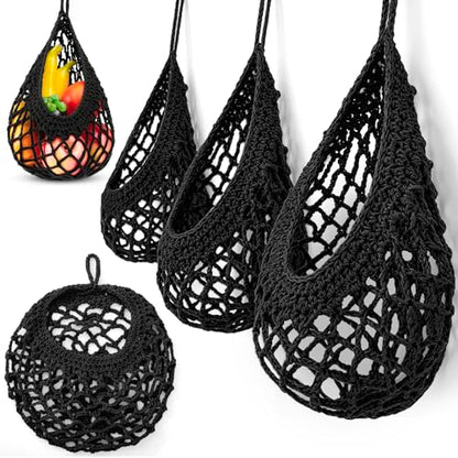 Honeydak 3 Hanging Baskets, Black, Open Mesh Teardrop - color: Black, style: Open Mesh Teardrop