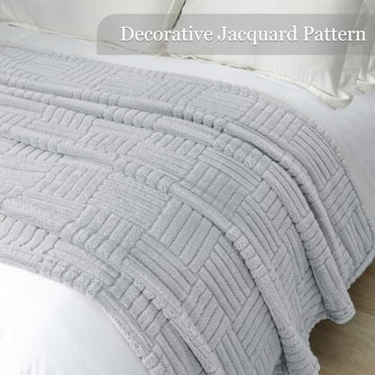 Whale Flotilla Lightweight Fleece Queen Size Blanket for Bed, Light Grey - color: Light Grey, size: Queen(90x90 Inch)