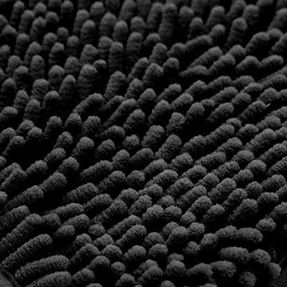 Non-Slip Bath Rug,Extra Soft Microfiber Bedroom Shag Carpet with Anti-Slip Backing,Water/Dust Absorbent Fast Dry Shower Mat,Sound Insulated Stairs Pad,Machine Washable (Black,19 x 31 Inches) - color: Black, size: 19"x31"