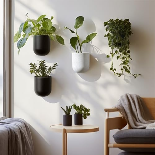 LA JOLIE MUSE Wall Planters for Indoor Plants, Hanging Flower Pots, 2 Pack - color: Black