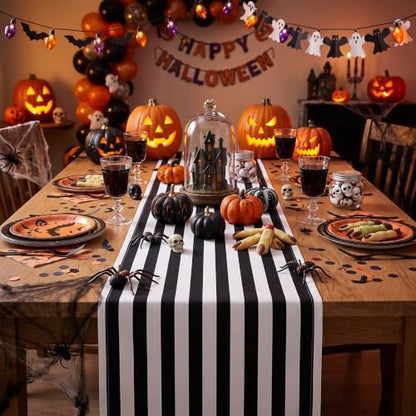 AmazingSpark Striped Table Runner Roll,Black,25' Long X 16" Wide - color: Black, size: 25' Long X 16" Wide