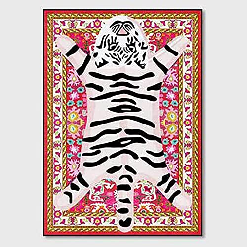 Tiger Rug for Bedroom Cartoon 2x3 ft Small Area Rug Washable Funky Colorful Carpet for Living Room Boho Non-Slip Modern Abstract Bathroom Door Mat - color: J, size: 2' x 3' (Rectangular)