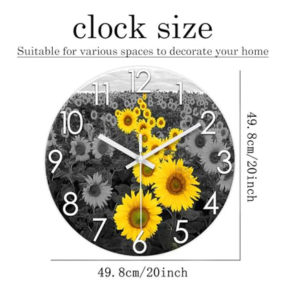 XFM Large Sunflower Wall Clock Battery Operated 20 Inch - color: Yellow1, size: 20 Inch