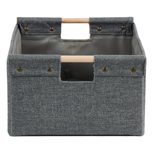 2PCS Storage Bins Cotton Linen Fabric Storage Boxes Baskets - color: Gray, size: Small (Pack of 2)