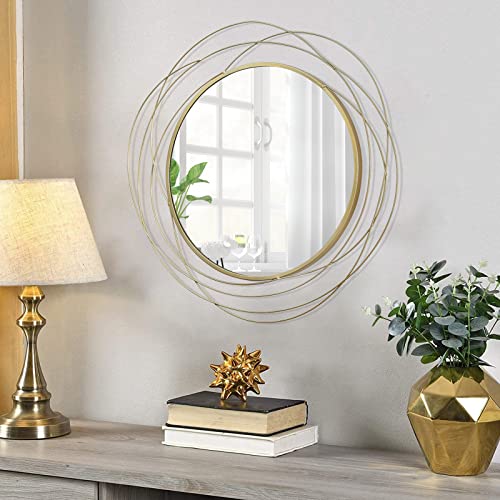 ironsmithn 20 Inch Round Gold Vanity Wall Mirror - color: Gold, size: 20" x 20"