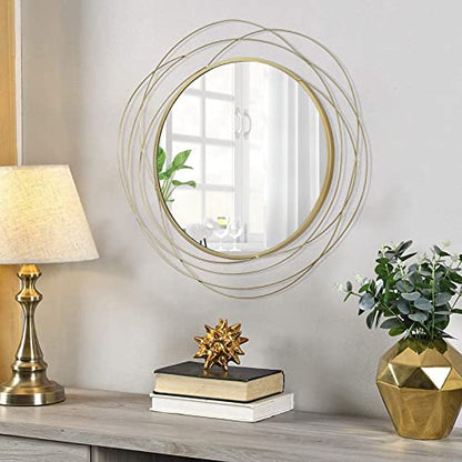 ironsmithn 20 Inch Round Gold Vanity Wall Mirror - color: Gold, size: 20" x 20"