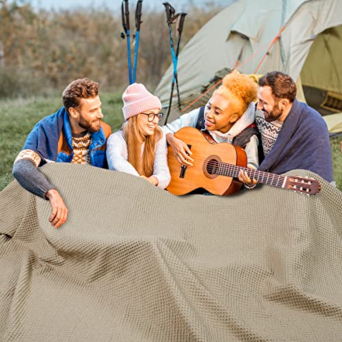 PHF 100% Cotton Waffle Oversized King Big Blanket, 120" X 120" Simply Taupe - color: Khaki/Simply Taupe, size: Oversized King(120" x 120")