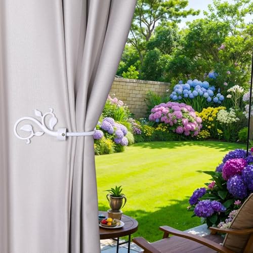 SUQ I OME Leaf Shaped Curtain Holdbacks, White - color: White