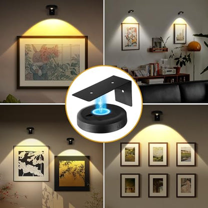 3pack Battery Picture Lights for Wall ,Painting Light Rechargeable with Remote&Motion Sensor 2in1,Wireless Display Art Light Dimmable,Led Accent Wall Light Highlight Picture with 3 CCT for Gallery