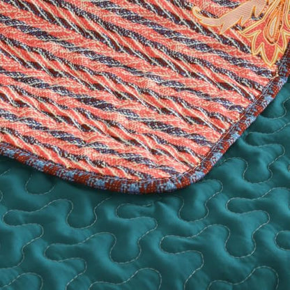 Exclusivo Mezcla Reversible Boho Quilted Throw Blanket, 60"x 80" - color: Bohemian Teal, size: 60 x 80 inch