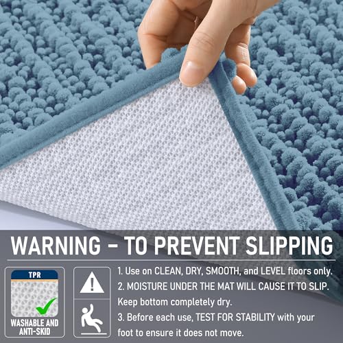 OLANLY Large Bathroom Rugs 40x32, Thick Soft Absorbent Chenille Bath Rugs - color: Airy Blue, size: 40" x 32"
