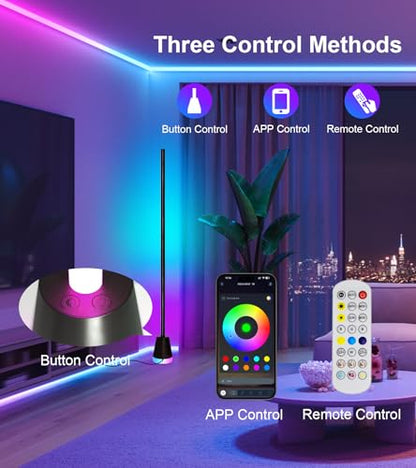 Ericlin 1PCS Smart RGB LED Corner Floor Lamp with App and Remote Control